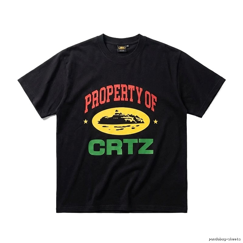 Corteiz Black "PROPERTY OF" Streetwear Short-sleeve Shirt