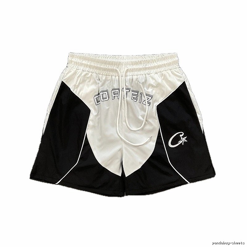 Corteiz Letter Print Street Style Black and White Sports Shorts