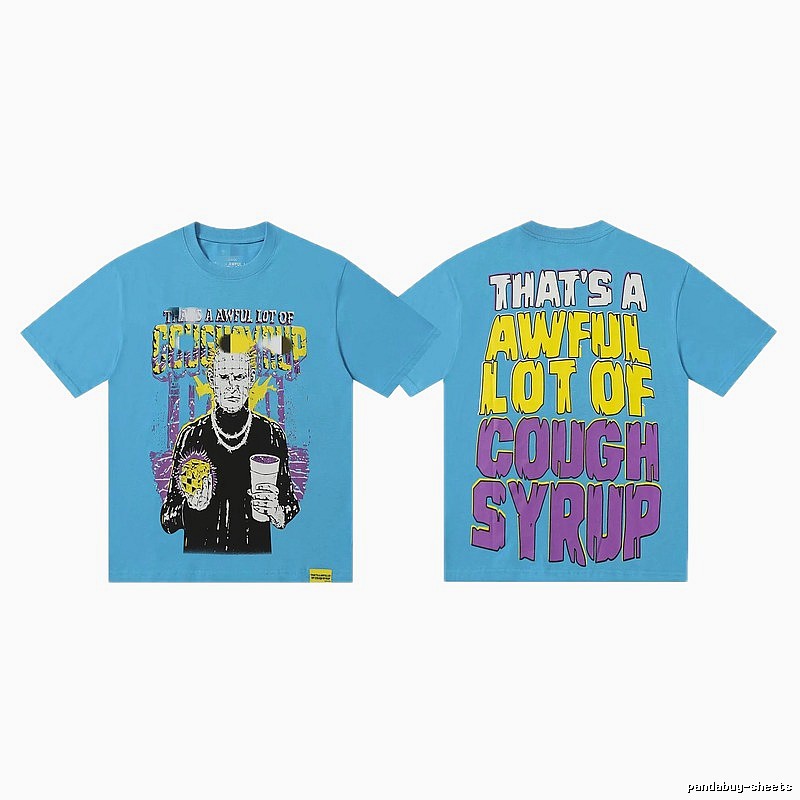 COUGH SYRUP Character Print Street Style Light Blue Short Sleeve T-Shirt