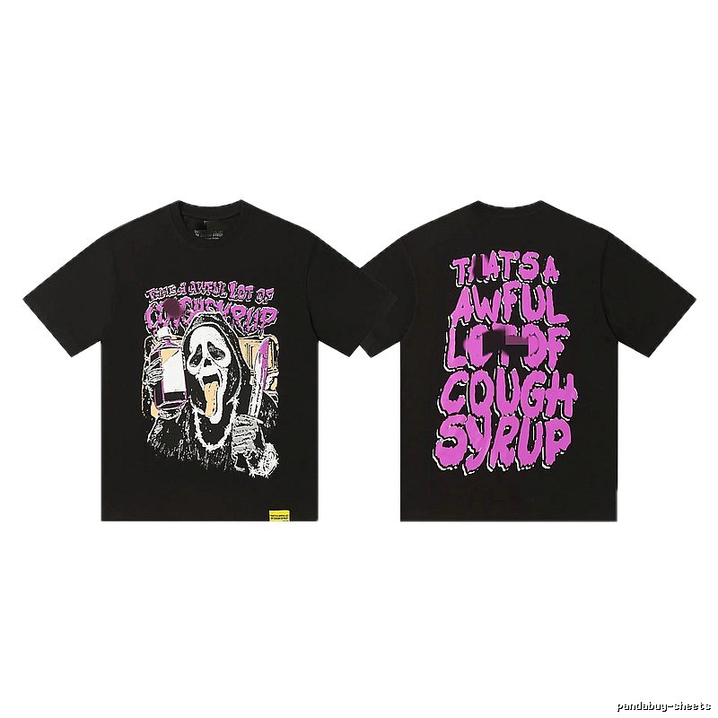 COUGH SYRUP Grimace Print Street Style Black T-Shirt