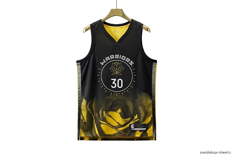 Curry Warriors black and yellow trendy brand jersey