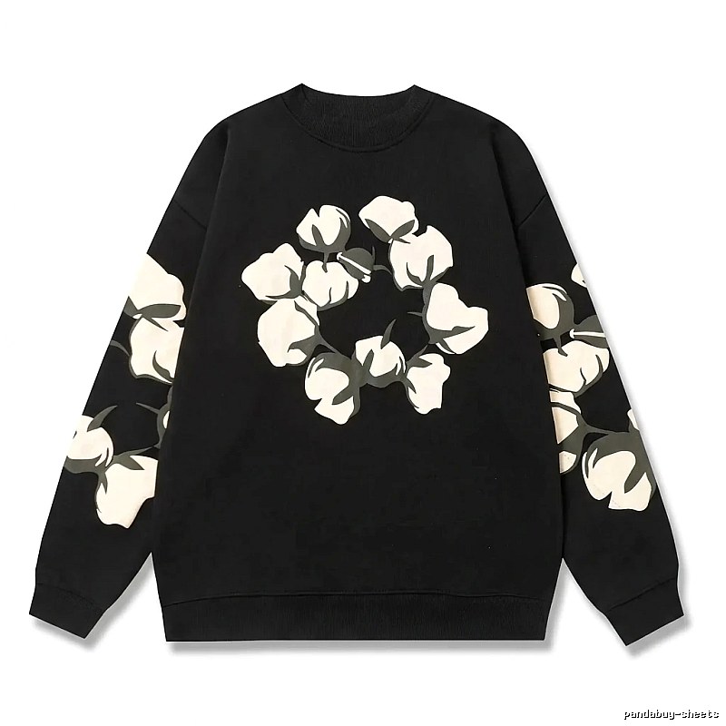 DENIM TEARS Cotton Printed Black Sweatshirt