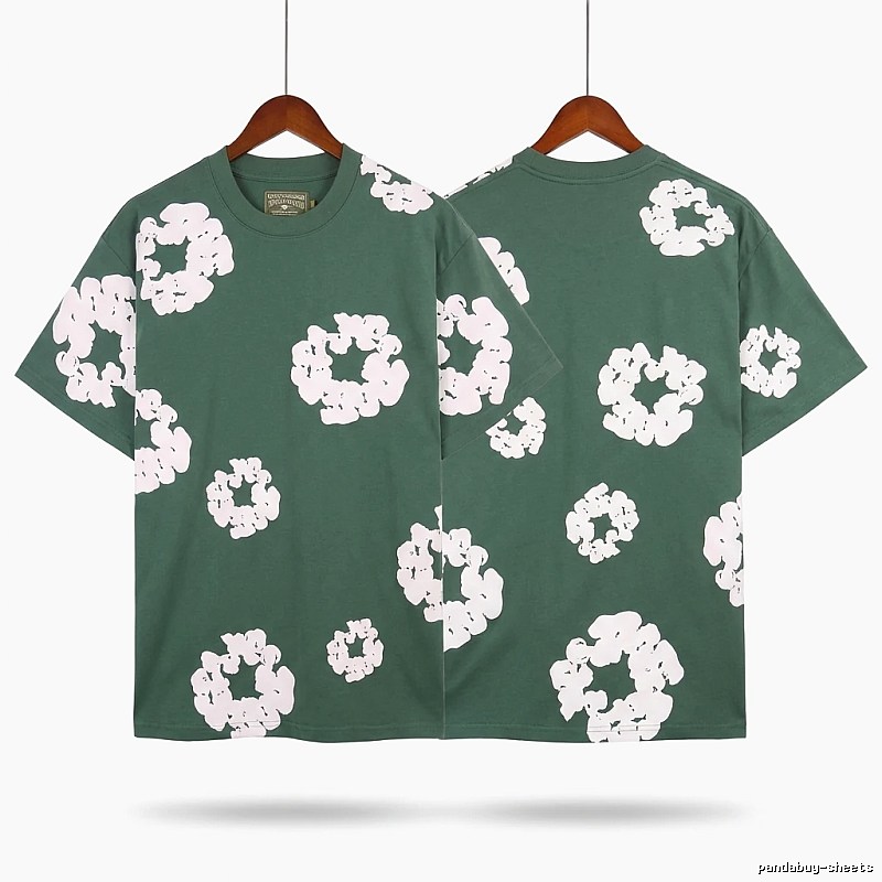 DENIM TEARS retro-style green short-sleeve
