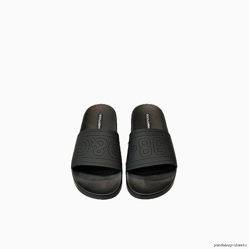 D&G 1984 Embossed Light Luxury Style Black Slide Sandals