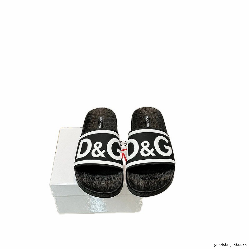 D&G Classic Large Logo Casual Style Black Slide Slippers