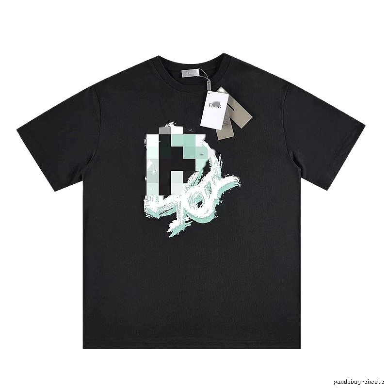 Dior Graffiti Cool & Trendy Style Black Short-sleeve T-shirt