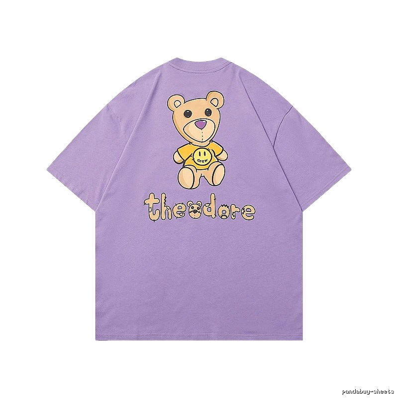 DREW Bear Print Street Style Purple T-shirt