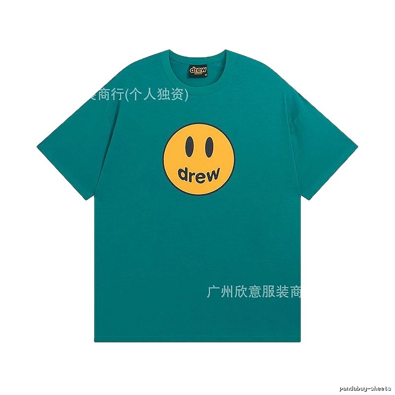 DREW Smiley Face Casual Style Lake Green Short Sleeve T-shirt