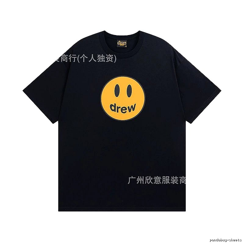 DREW Smiley Street Style Black Short-sleeve T-shirt