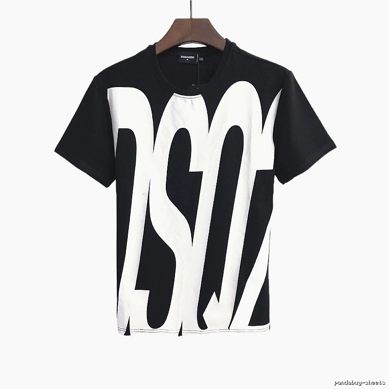 DSQ Large Letter Street Style Black and White Short Sleeve T-Shirt