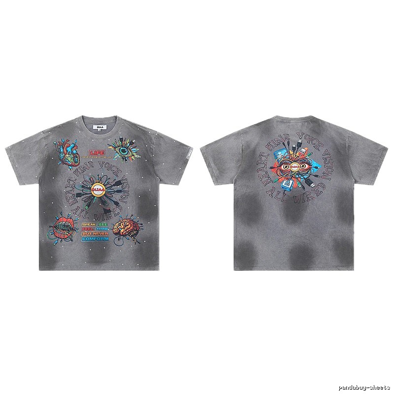 DUAA Cyber Print Street Style Grey T-Shirt
