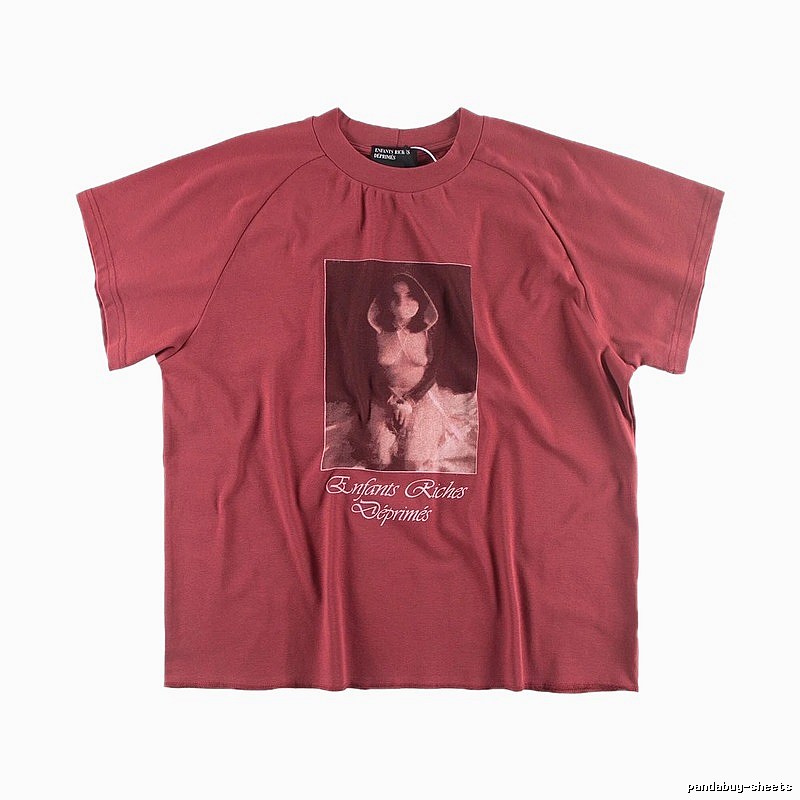 ERD Portrait Print Vintage Style Burgundy T-shirt
