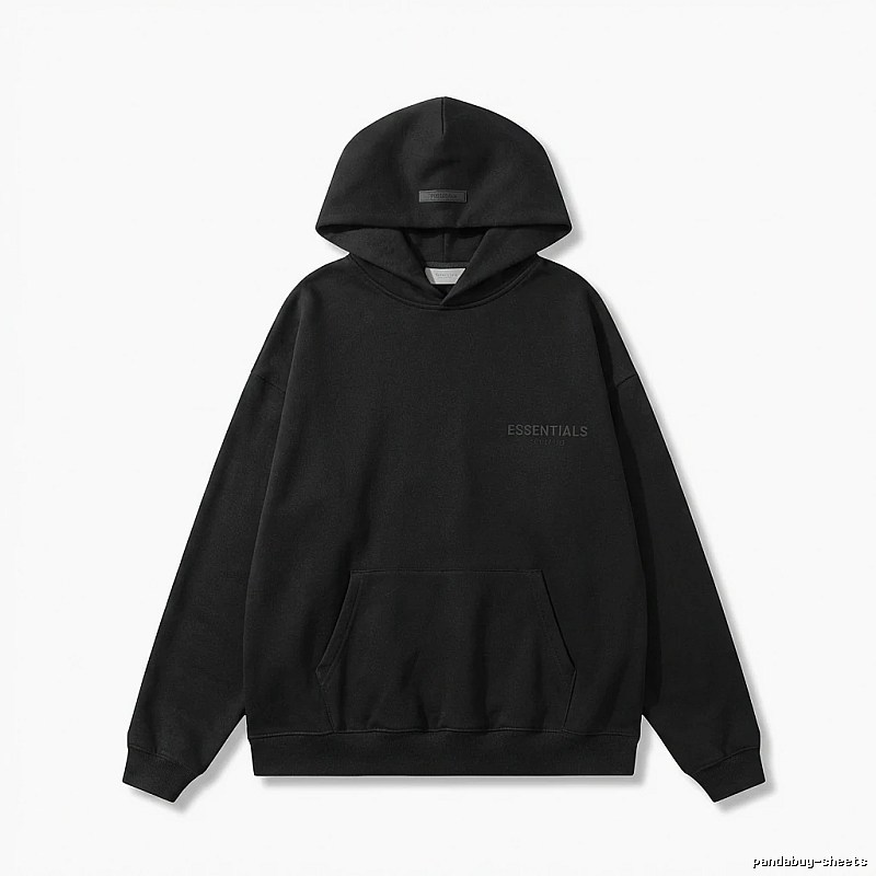 ESSENTIALS minimalist style black hoodie