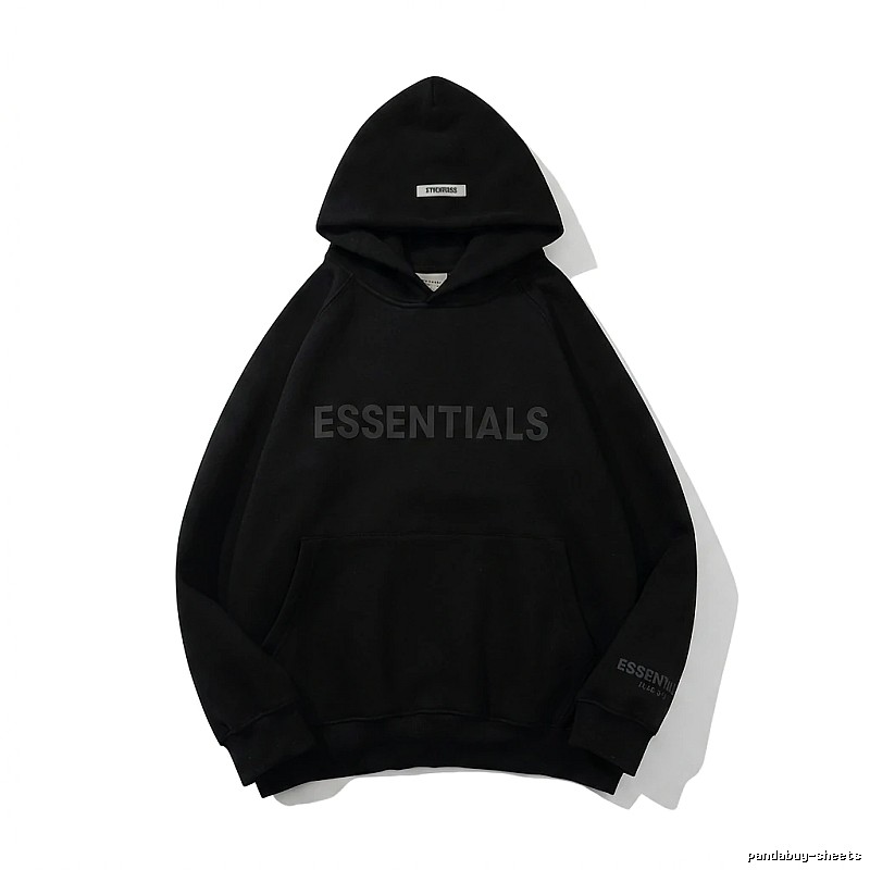 ESSENTIALS minimalist style black hoodie