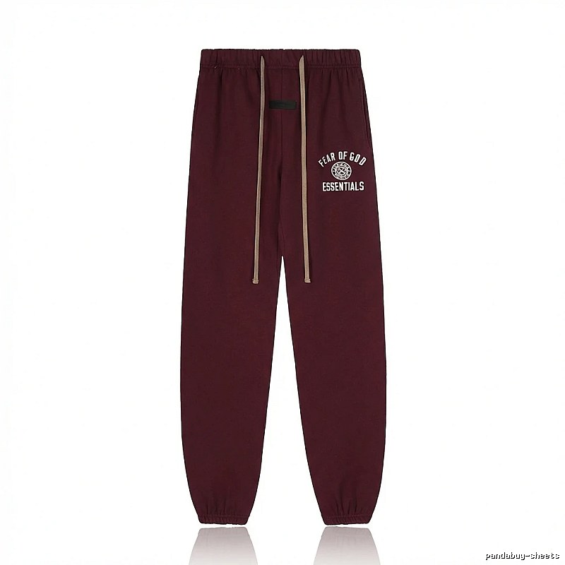 ESSENTIALS Trendy Casual Wine Red Sweatpants