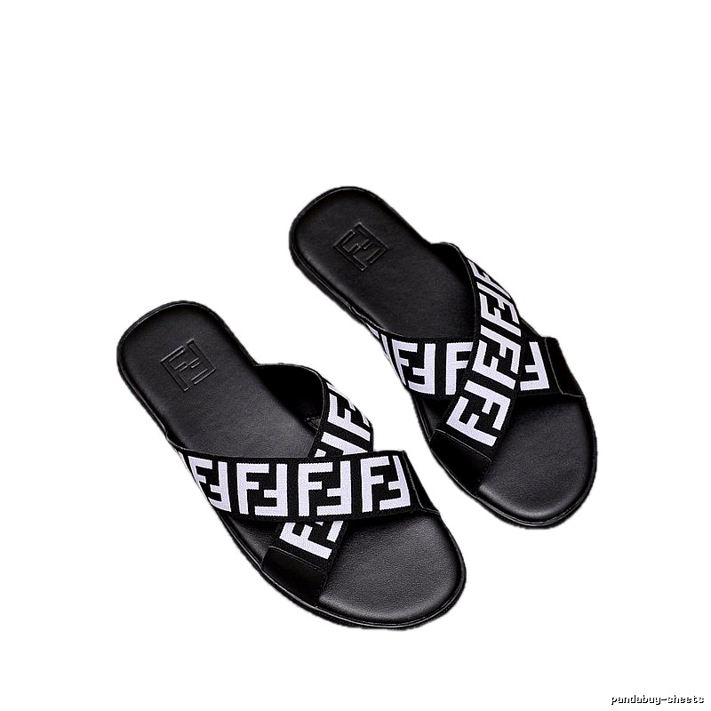 Fendi FF Monogram Trendy Cool Black & White Slides