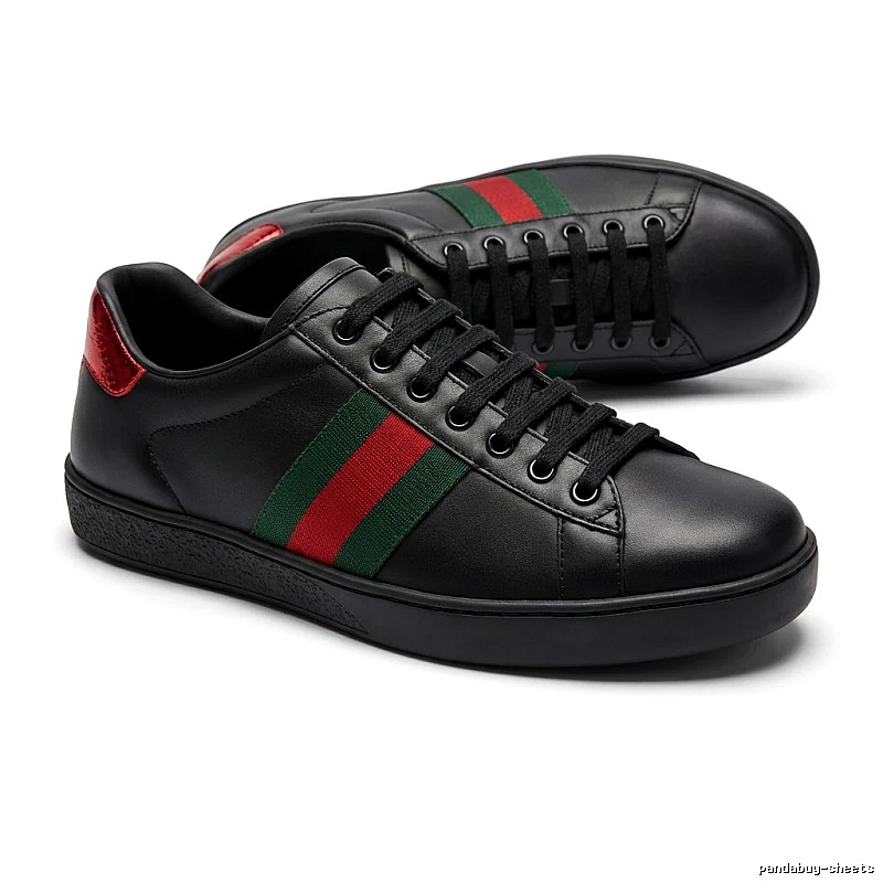 Gucci casual style black, red and green sports shoes