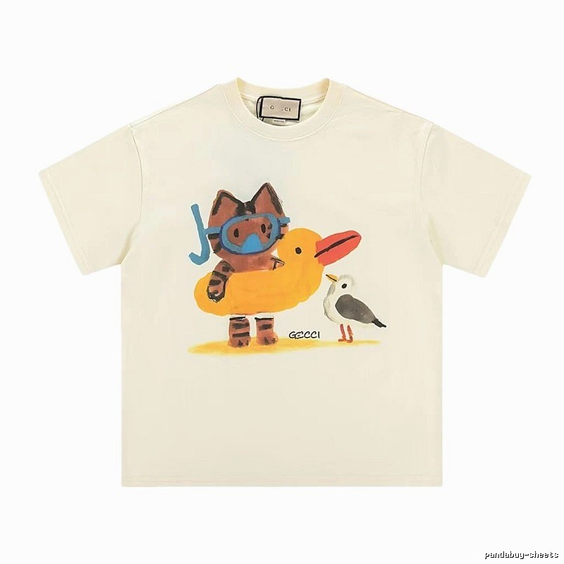Gucci Off-white Playful Style Cartoon Print T-shirt