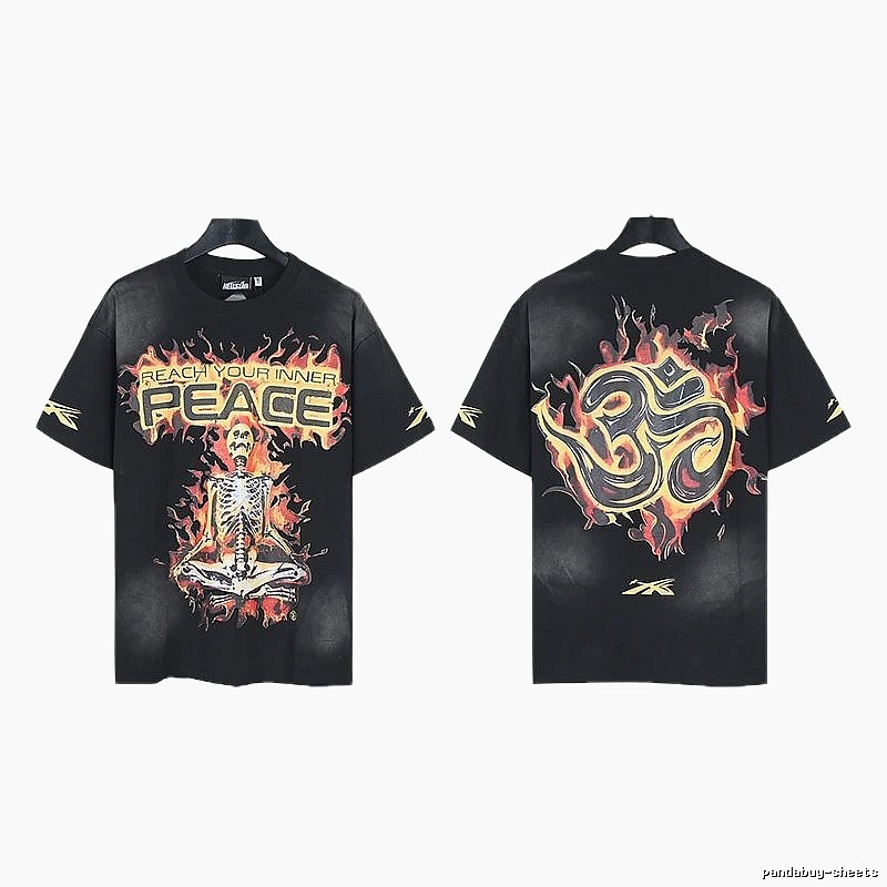 Hellstar Flame Skull Street Style Black T-shirt
