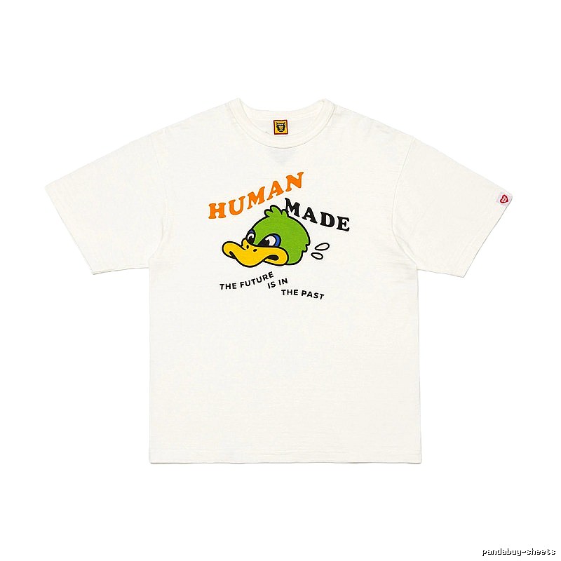 HUMAN MADE Green Duck Print Japanese Streetwear Off-white Short-sleeve T-shirt