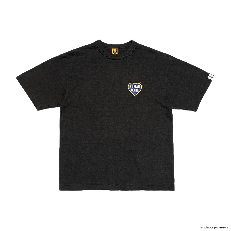 HUMAN MADE Heart Embroidered Japanese Streetwear Black T-Shirt