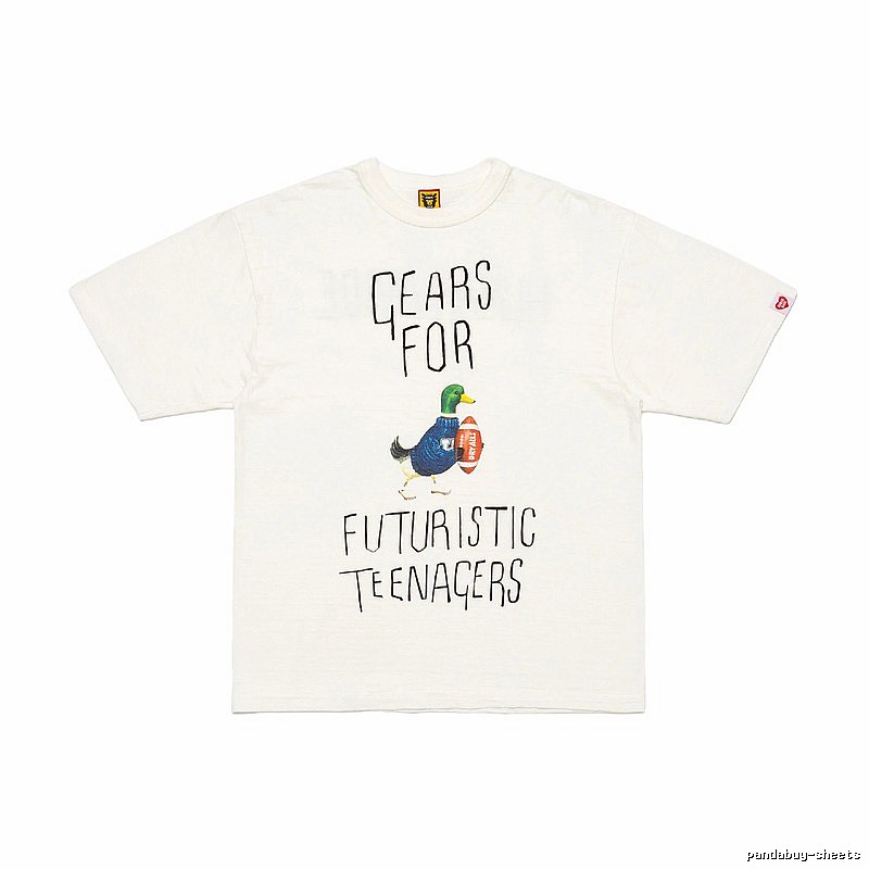 HUMAN MADE Japanese Streetwear Green Duck Printed Off-white T-shirt