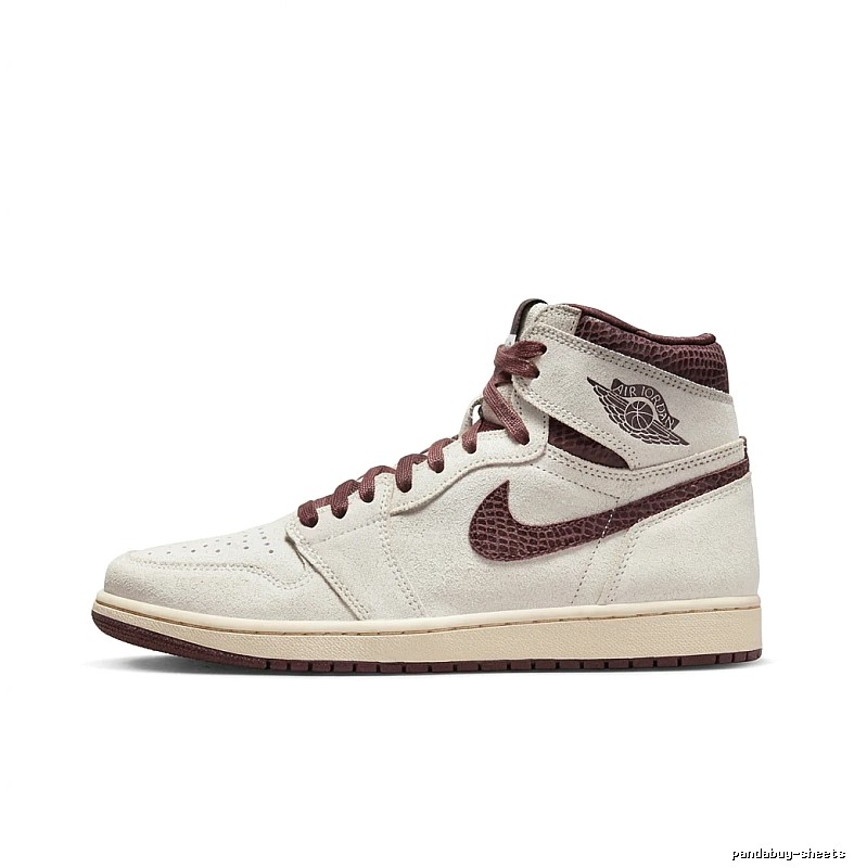 Jordan AJ1 High-top Retro Style White and Brown Shoes