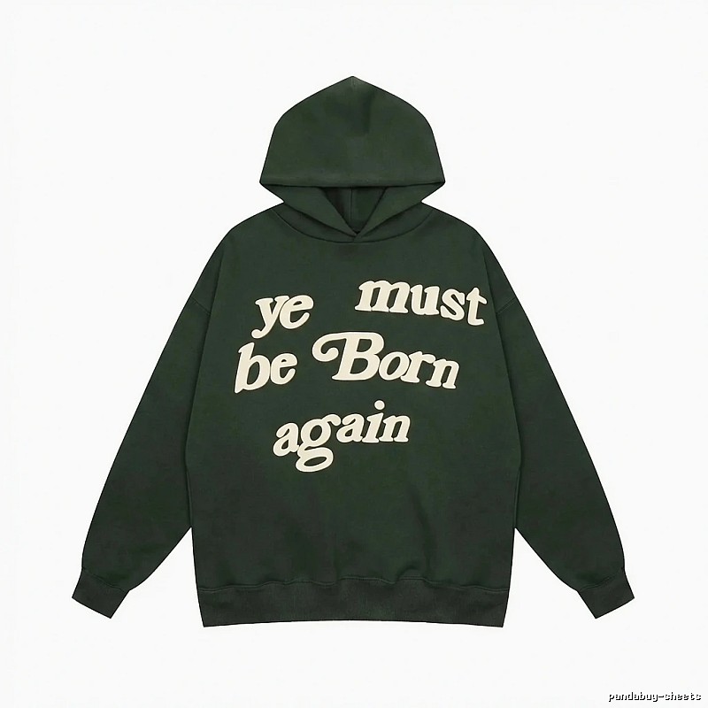 Kanye retro-style dark green hoodie