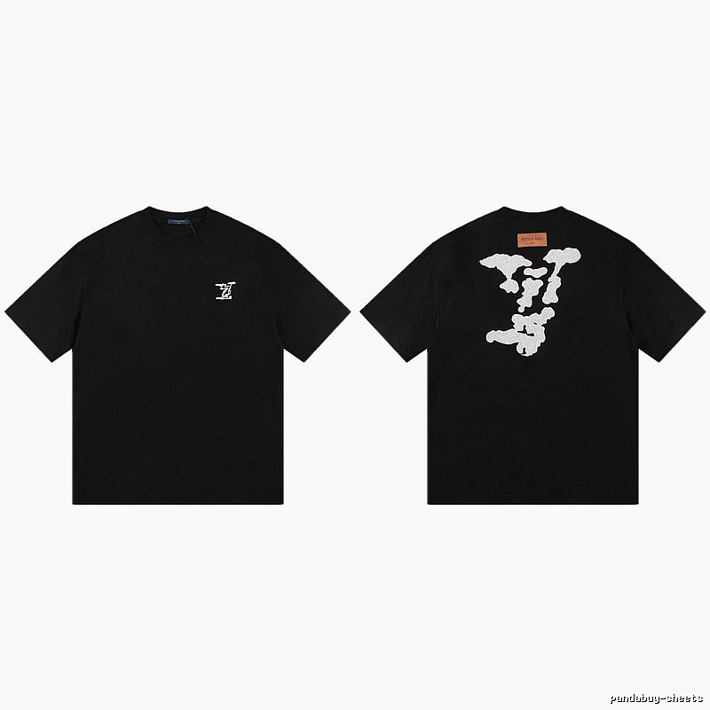 Louis Vuitton Auspicious Cloud Print Trendy Style Black T-Shirt