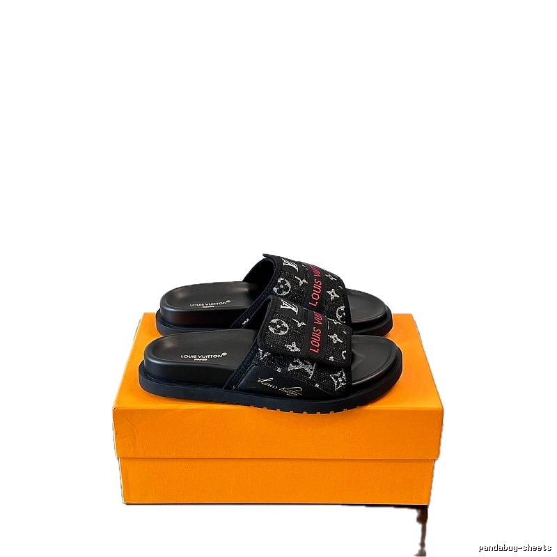 Louis Vuitton Classic Monogram Casual Style Black Slide Sandals