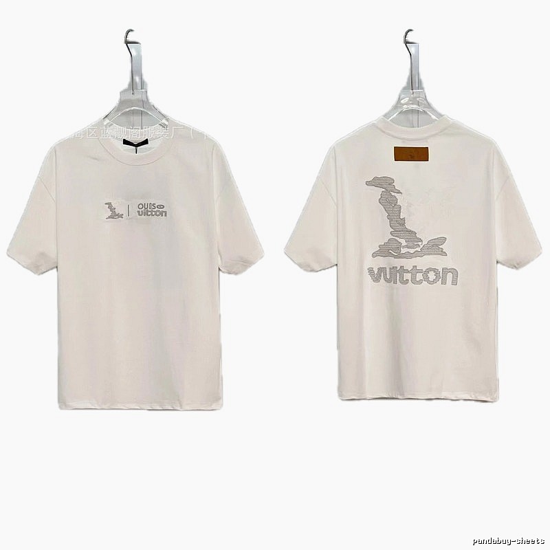 Louis Vuitton Embroidered Casual Style White T-Shirt