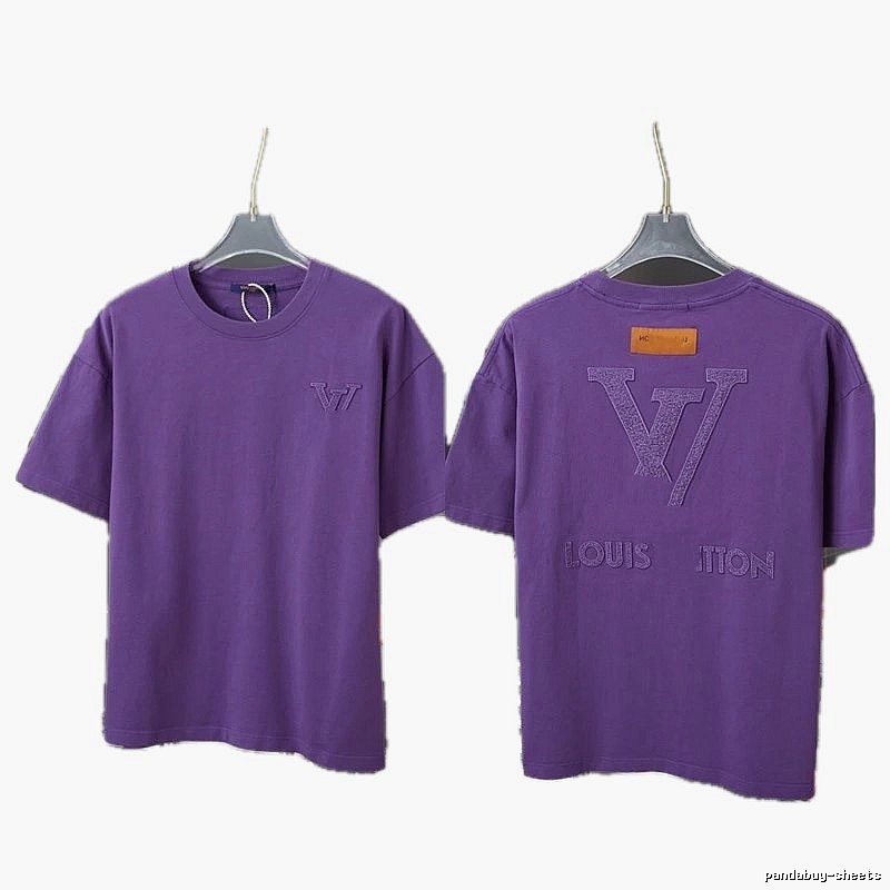Louis Vuitton Embroidered Trendy Purple Short-sleeve T-shirt