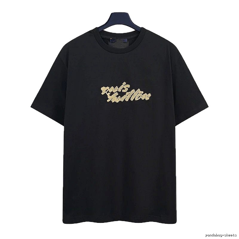Louis Vuitton Embroidered Trendy Style Black Short-sleeve T-shirt