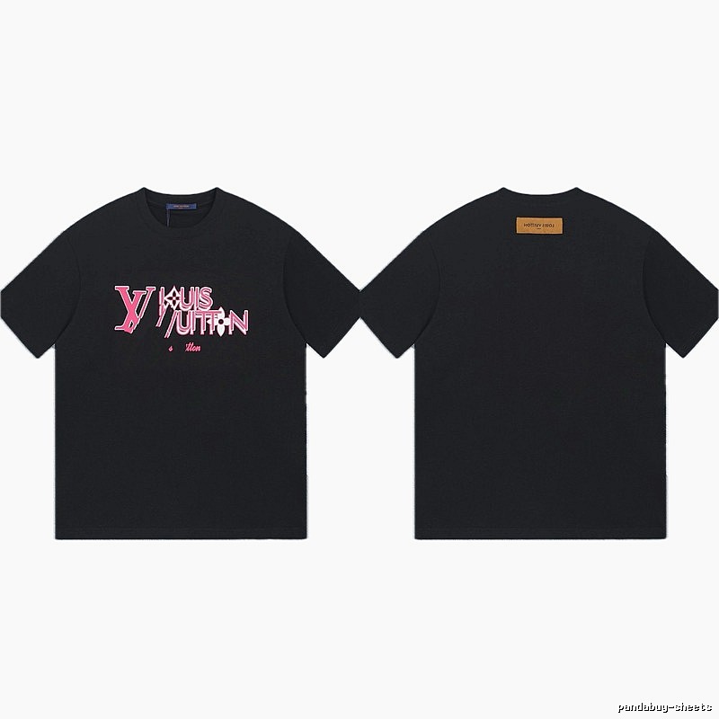 Louis Vuitton Letter Print Trendy Style Black T-shirt