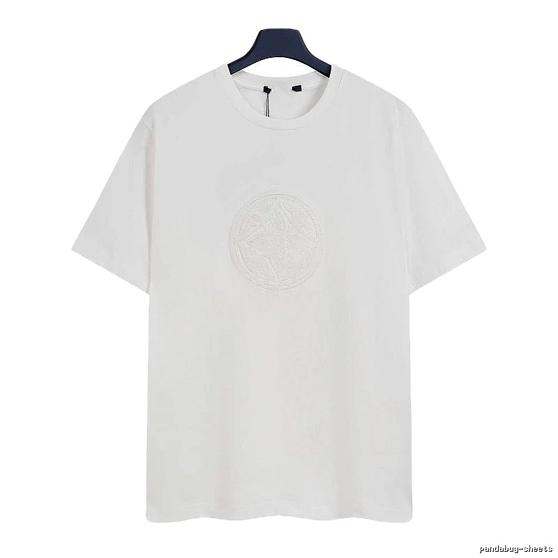 Louis Vuitton Minimalist Style White T-Shirt with Embroidered Round Logo