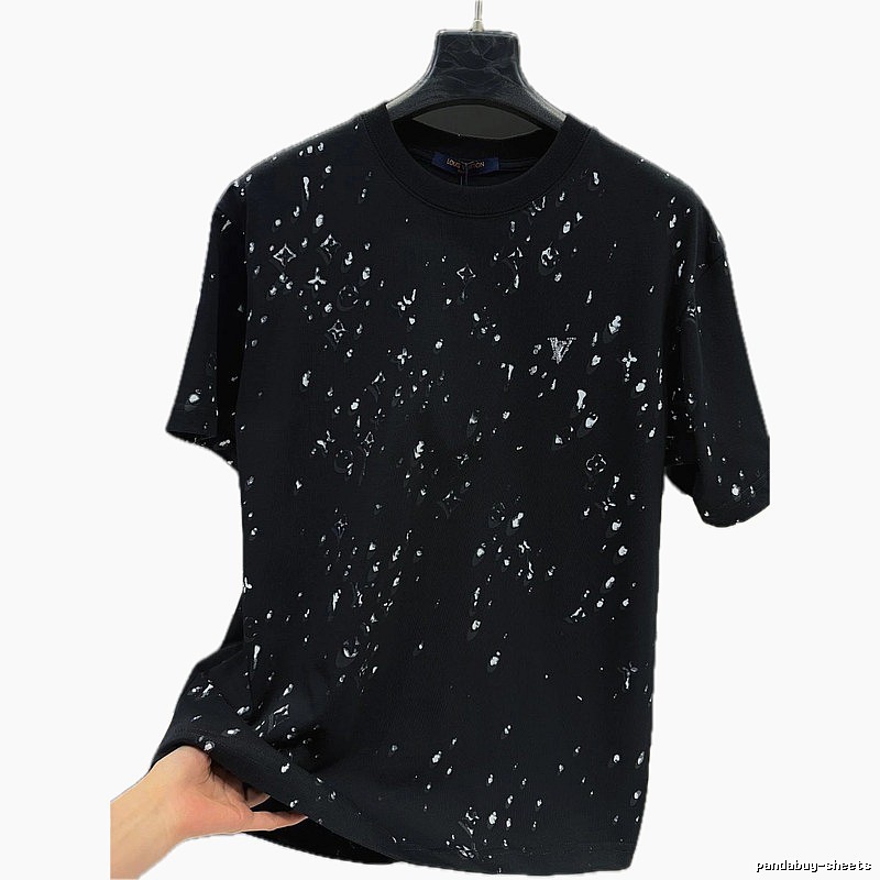 Louis Vuitton Monogram Ink-Splattered Trendy Cool Black Short-sleeve T-shirt