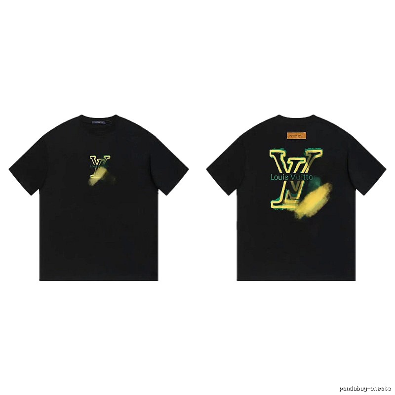 Louis Vuitton Spray-painted Trendy Style Black T-Shirt