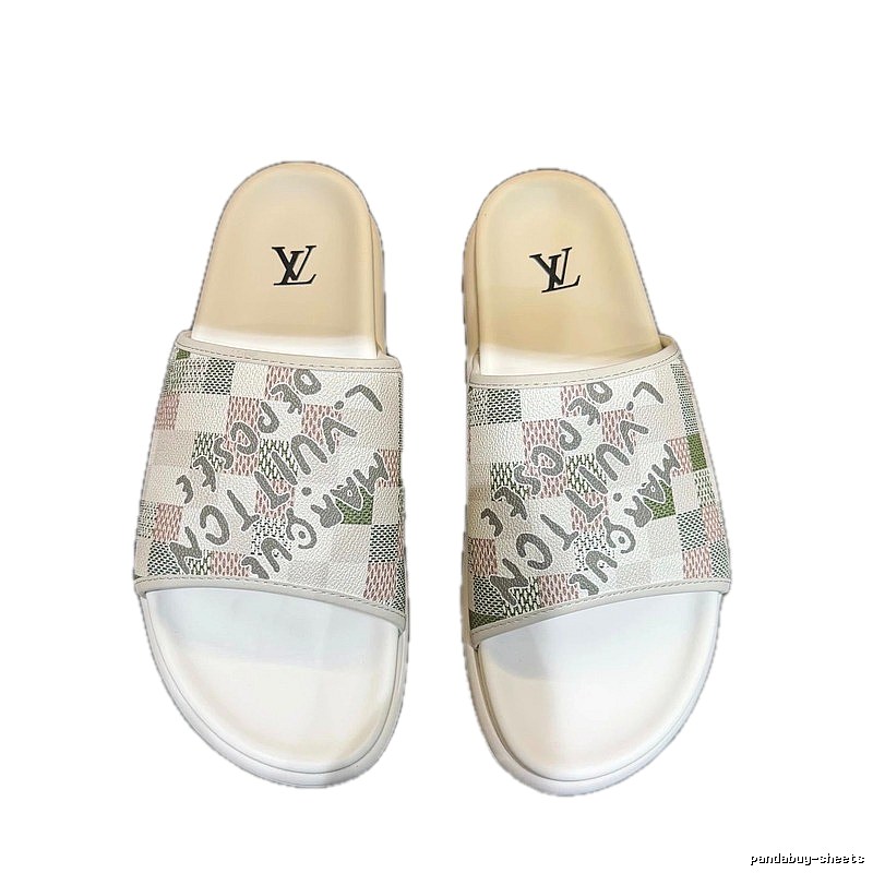 Louis Vuitton Trendy Checkerboard Off-white Slides