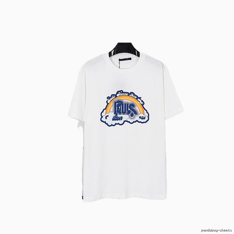 Louis Vuitton Vintage-style Rainbow Print White T-Shirt