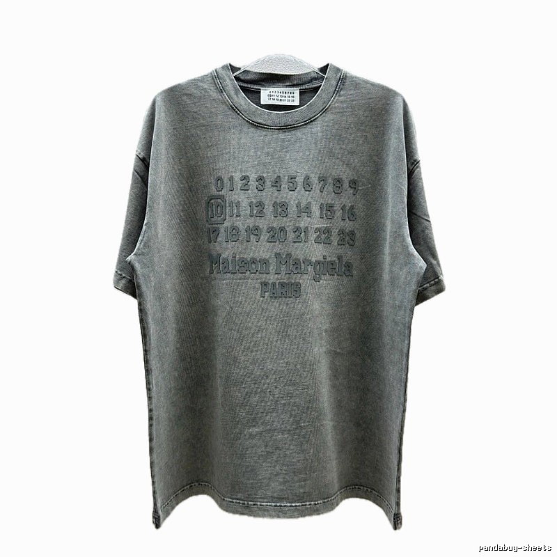 Maison Margiela Numbers Collection Vintage Washed Grey Short Sleeve T-Shirt