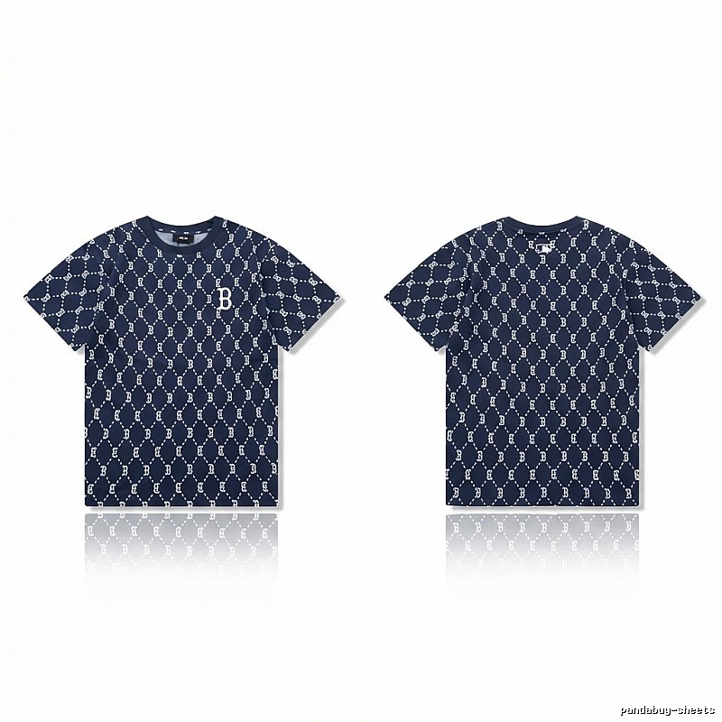 MLB full - printed style navy blue T - shirt
