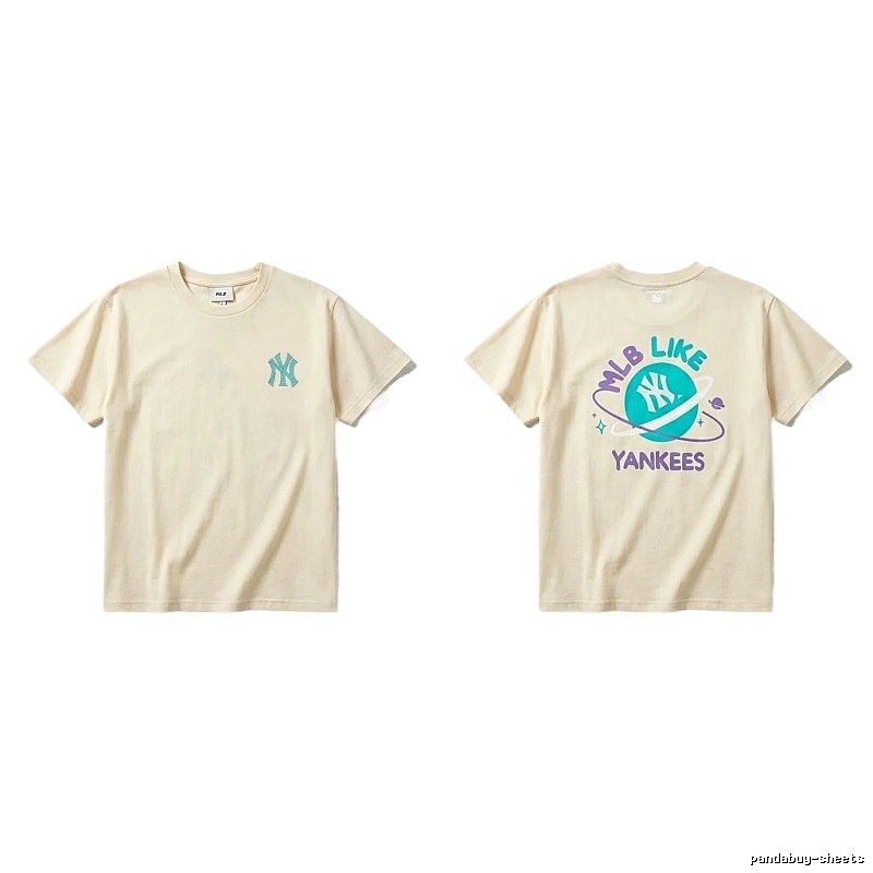 MLB Yankees trendy brand beige T-shirt