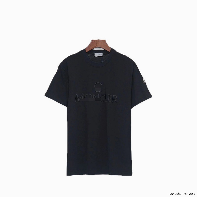 Moncler Embroidered Minimalist Style Black T-Shirt