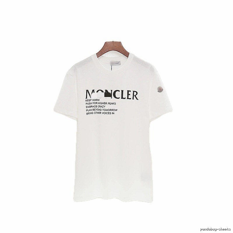 Moncler Letter Print Casual Style White T-Shirt