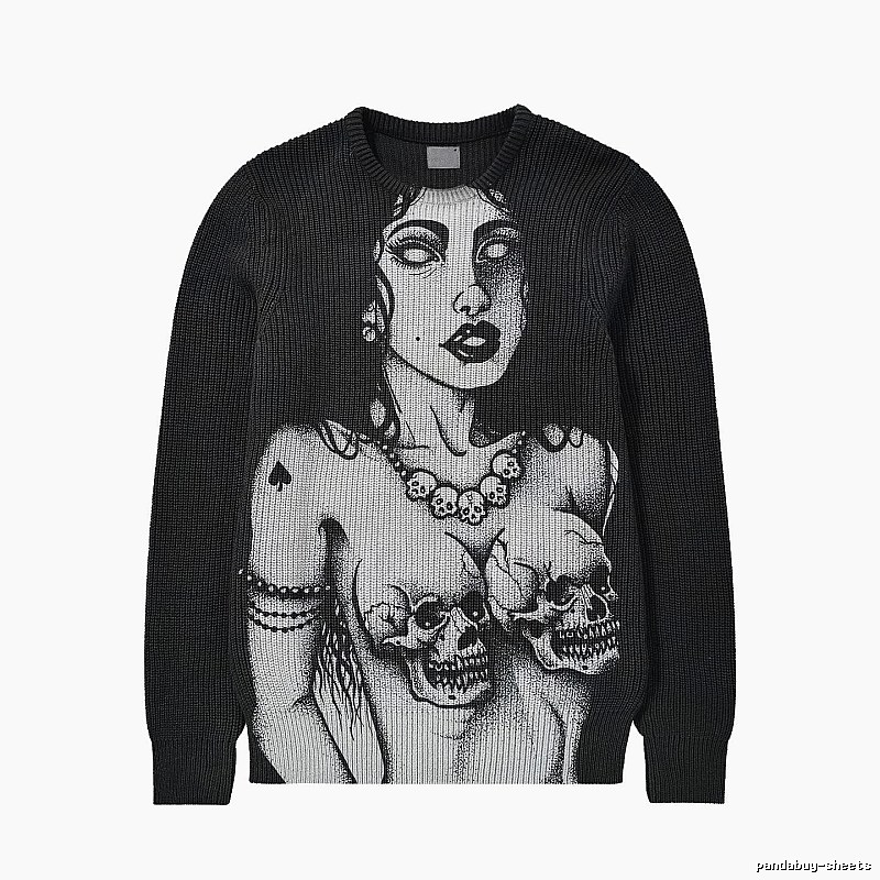 Monogram Anime graphic sweater Black Knit Top for Casual Outfits
