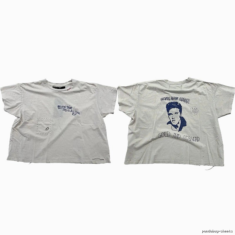 Paly Hollywood Elvis Vintage Distressed White T-Shirt