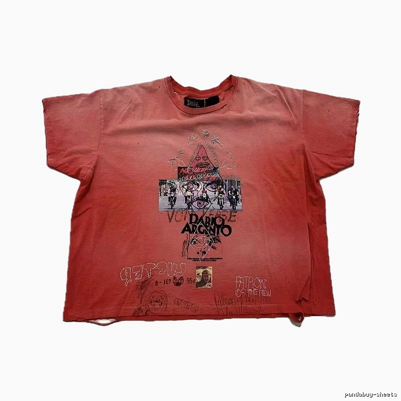 Paly Hollywood Vintage Distressed Dirty Orange Printed T-Shirt