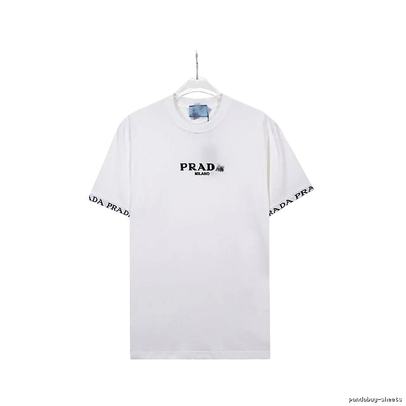 Prada Classic Webbing Minimalist Style White T-Shirt