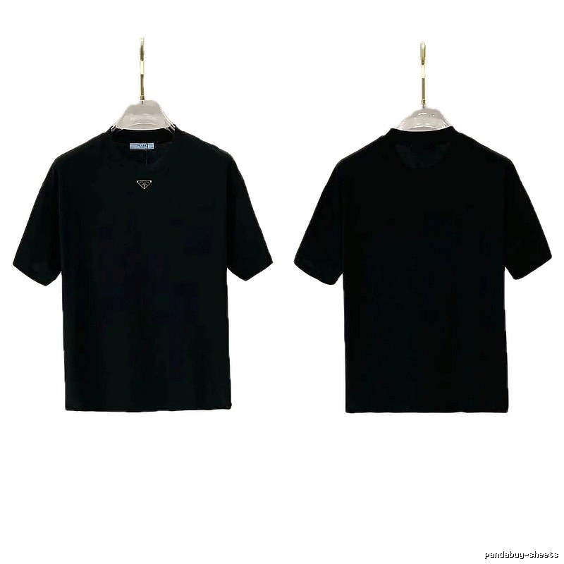 Prada Triangle Logo Minimalist Style Black T-Shirt