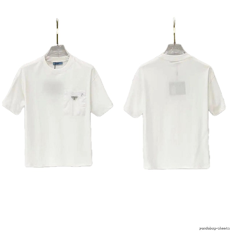 Prada Triangle Logo Minimalist Style White Short-sleeve T-shirt
